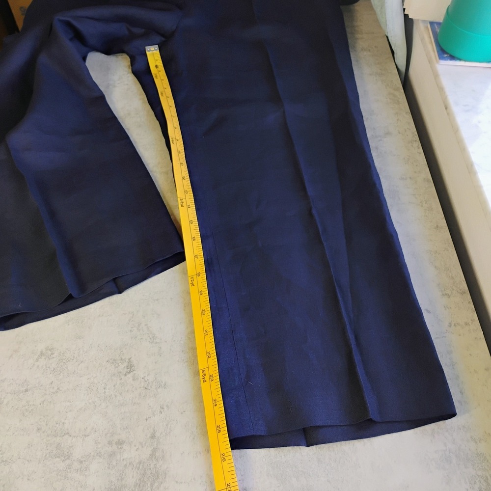 Talbots Bristol Crop Pants Navy Blue Womens 14 Linen Minimalist Career Summer - Picture 10 of 11